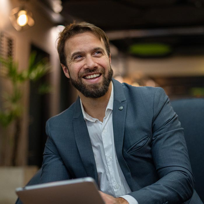 Cheerful man smiling